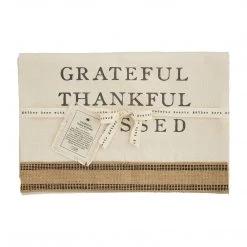 Mud Pie Thanksgiving Thankful Table Runner, Beige/Cream, 17