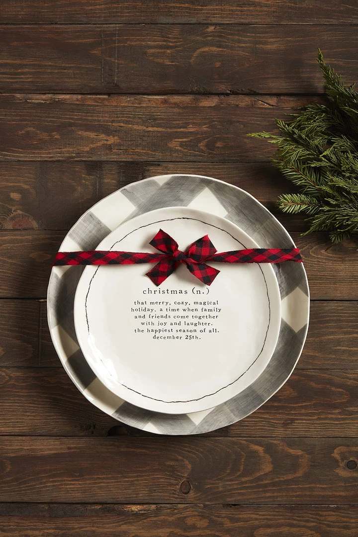 Mud Pie Buffalo Check And Christmas Definition Platter Set, Small 10" Dia | Large 13" Dia 5 Mud Pie Buffalo Check And Christmas Definition Platter Set, Small 10" Dia | Large 13" Dia