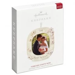 Hallmark Keepsake 2018 Forever Starts Now Wedding Porcelain Photo Ornament