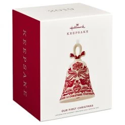 Hallmark Keepsake 2019 Our First Christmas Bell Dated Porcelain Ornament