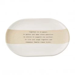 Mud Pie Stoneware Together Plate, 7" X 10" | Crate 8" X 11", White