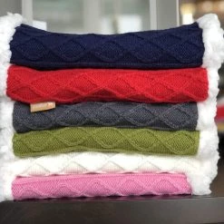 Pudus Cable Knit Winter Infinity Scarf, Fleece-Lined Neck Warmer Circle Snood Cable Knit Green