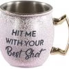 Pavilion Gift Company - Hit Me With Your Best Shot - Pink 2 Oz Stainless Steel Mini Moscow Mule Shot Glass Pavilion Gift Co.