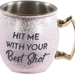 Pavilion Gift Company - Hit Me With Your Best Shot - Pink 2 Oz Stainless Steel Mini Moscow Mule Shot Glass Pavilion Gift Co.