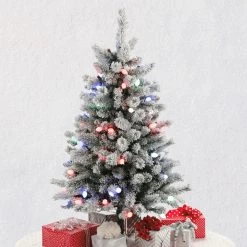 Hallmark Keepsake 2019 Sound-A-Light Musical Flocked Christmas Tree With Lights, 4'