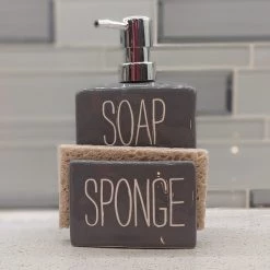 Mud Pie Soap Pump And Sponge Holder Gray