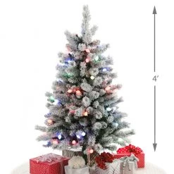 Hallmark Keepsake 2019 Sound-A-Light Musical Flocked Christmas Tree With Lights, 4'