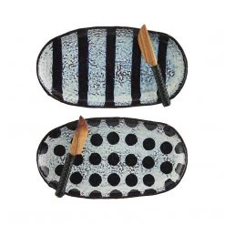 Mud Pie Black Reactive Platter Set, Dot, 5.25