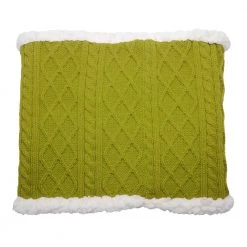 Pudus Cable Knit Winter Infinity Scarf, Fleece-Lined Neck Warmer Circle Snood Cable Knit Green