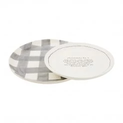 Mud Pie Buffalo Check And Christmas Definition Platter Set, Small 10" Dia | Large 13" Dia