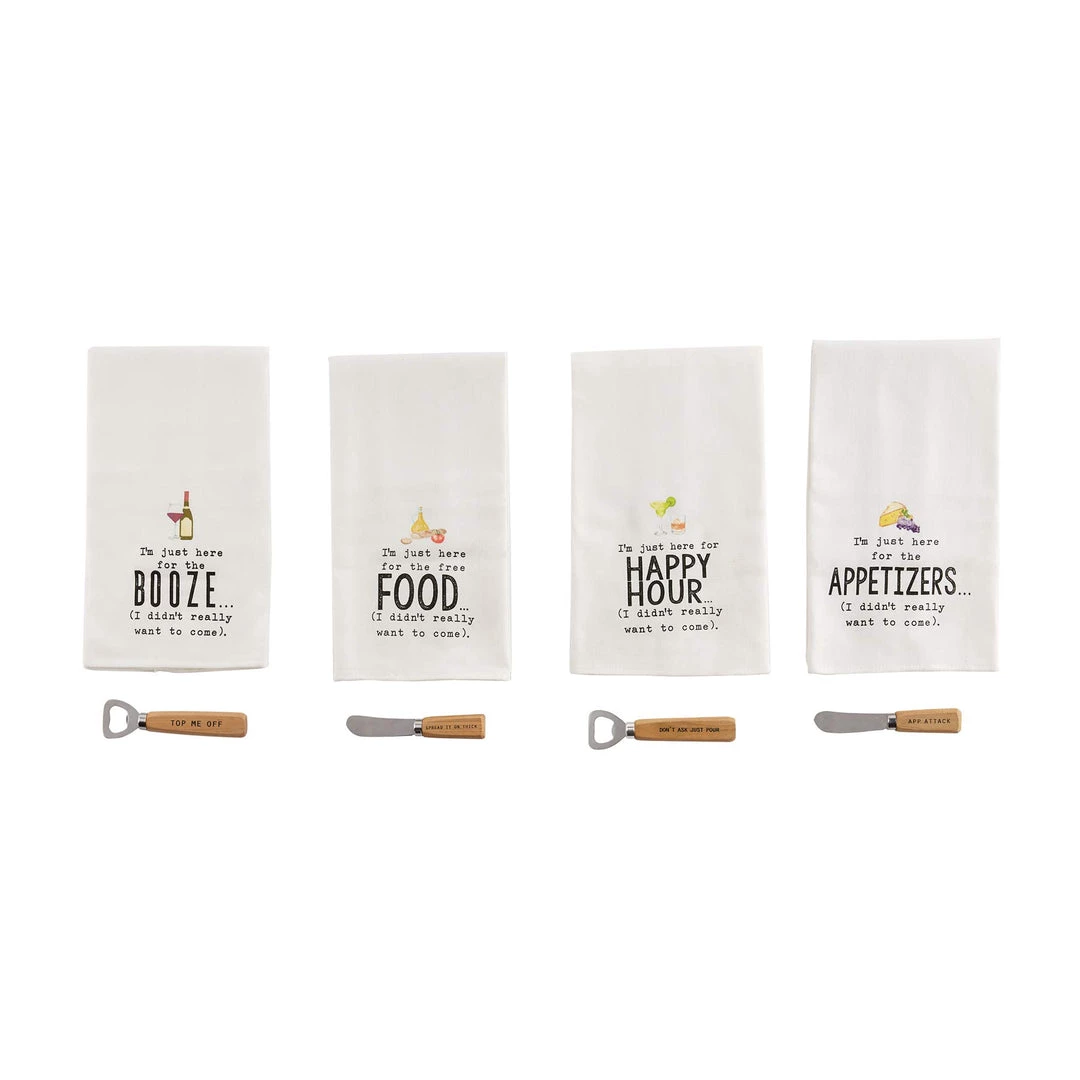 Mud Pie I'm Just Here Towel Sets (Appetizers) 2 Mud Pie I'm Just Here Towel Sets (Appetizers)