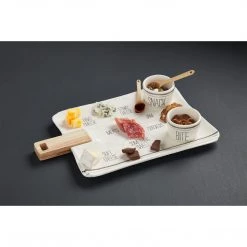 Mud Pie Bistro Board And Dip Set, White, Board 10" X 15 1/2"