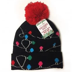 Two's Company Decked Out LED Christmas Light Knit Hat With Pom Pom