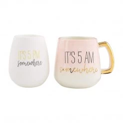 Mud Pie PINK MOM SILICONE WINE MUG SET