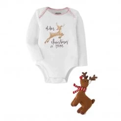 Mud Pie Christmas Knit Rattle Gift, 2 Piece Set, Reindeer