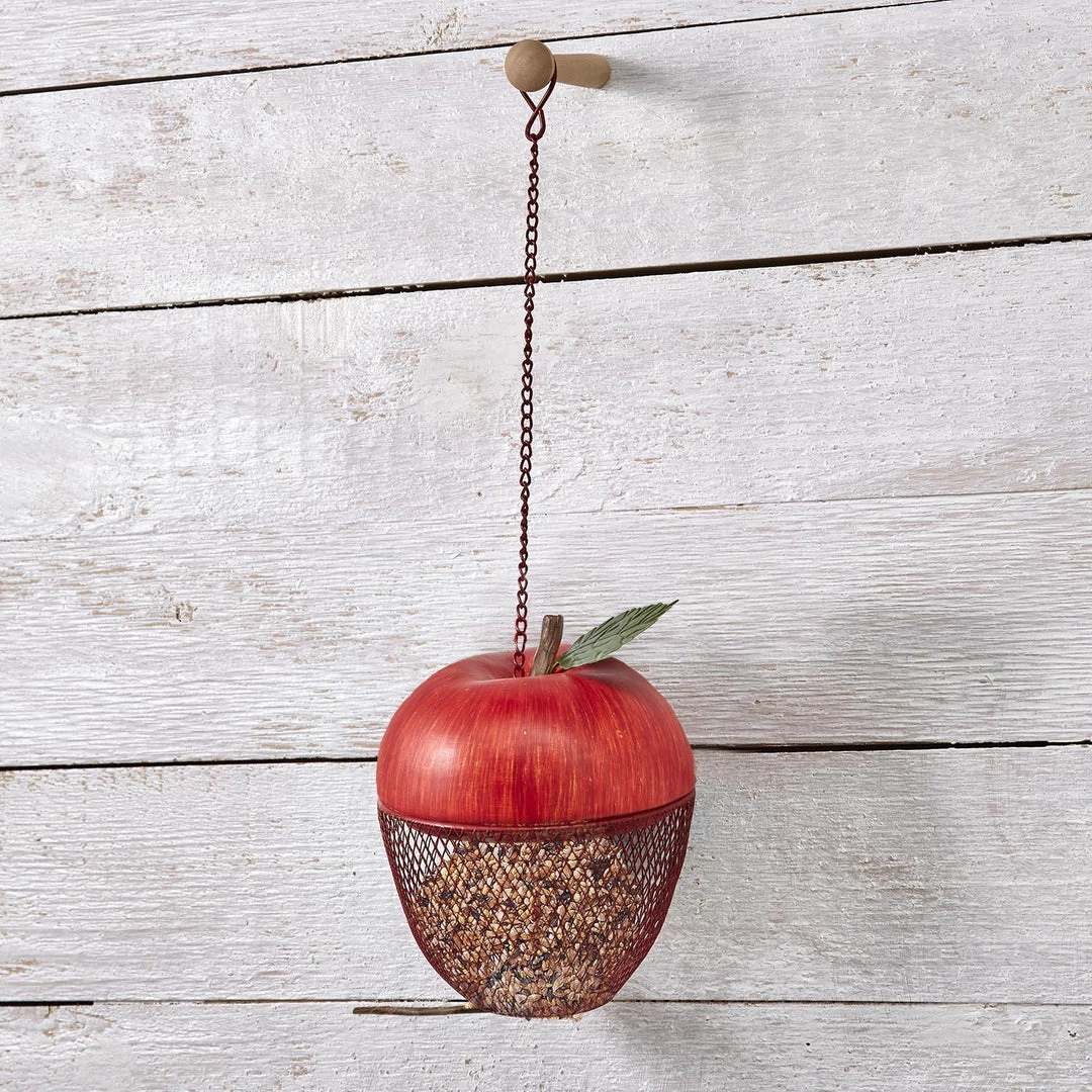 Twos Co Two's Company Apple Shaped Bird Feeder 1 Twos Co Two's Company Apple Shaped Bird Feeder