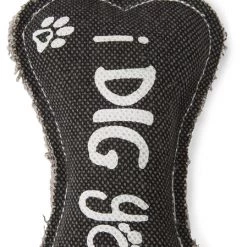 Pavilion Gift Company Pavilion's Pets-Gray Bone Canvas And Rope Dog Squeaky Toy-I Dig You Pavilion Gift Co.