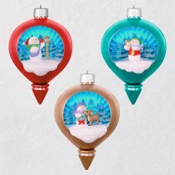 Hallmark Keepsake 2019 Snow Buddies Surprise Musical Ornaments With Light, Set Of 3