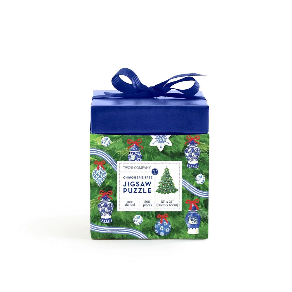 Two's Company Inc. Two's Company Blue And White Holidays 500 Pieces Christmas Tree Shape Jigsaw Puzzle - Paper 2 Two's Company Inc. Two's Company Blue And White Holidays 500 Pieces Christmas Tree Shape Jigsaw Puzzle - Paper