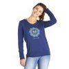 Life Is Good LIG Butterfly Coin Long Sleeve Hooded Smooth Tee Darkest Blue MD (US 8-10) Life Is Good Products