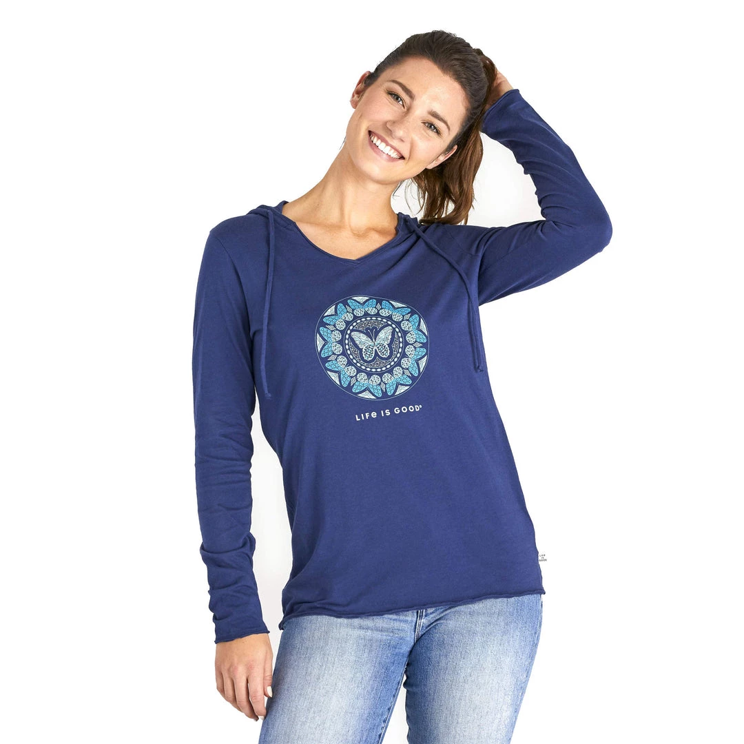 Life Is Good LIG Butterfly Coin Long Sleeve Hooded Smooth Tee Darkest Blue XL (US 16-18) 1 Life Is Good LIG Butterfly Coin Long Sleeve Hooded Smooth Tee Darkest Blue XL (US 16-18)