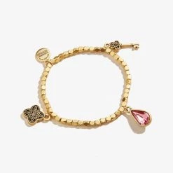 Alex And Ani Wisdom Multi Charm Beaded Stretch Bracelet RAFAELIAN GOLD
