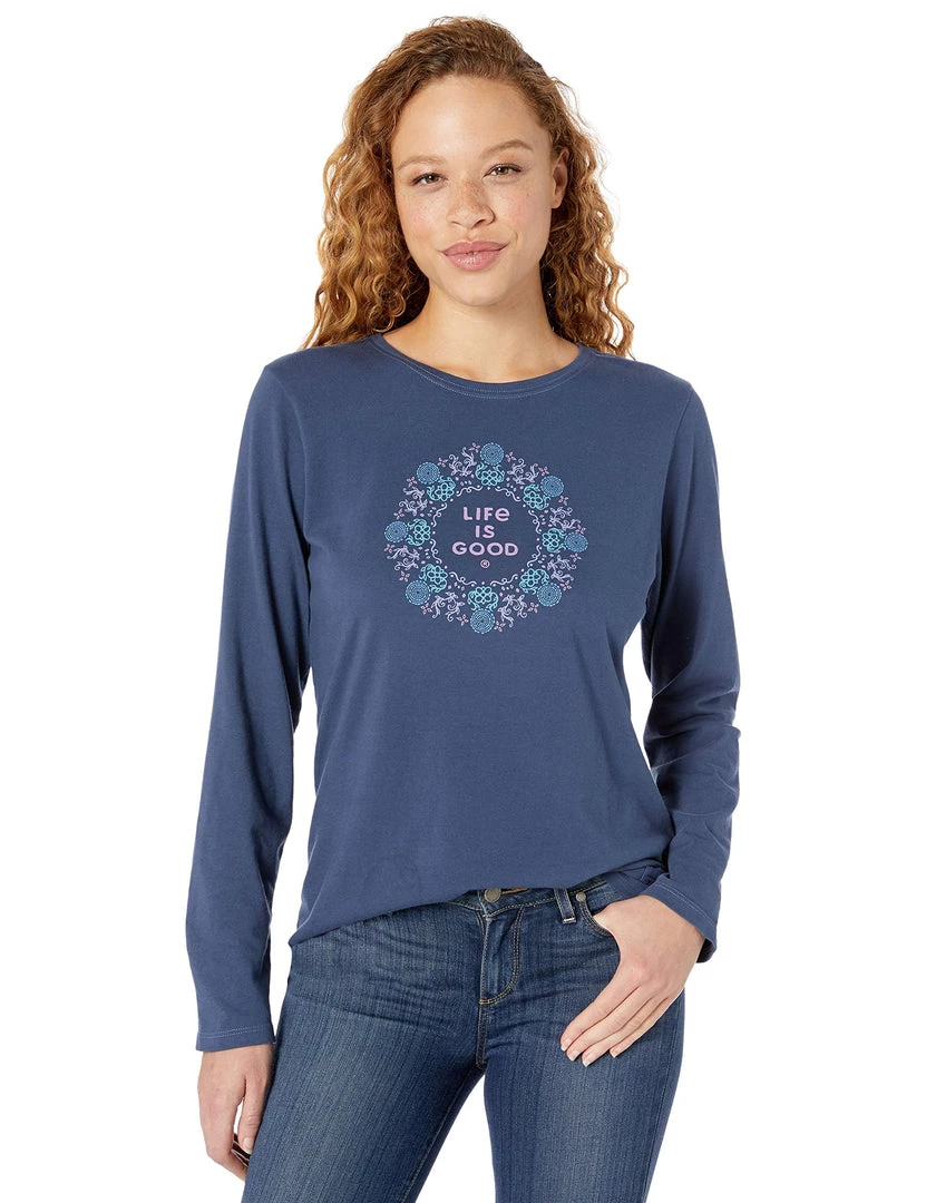 Life Is Good Products Life Is Good Womens Long Sleeve Graphic T-Shirt Crusher ,Pretty,Darkest Blue,Large 1 Life Is Good Products Life Is Good Womens Long Sleeve Graphic T-Shirt Crusher ,Pretty,Darkest Blue,Large