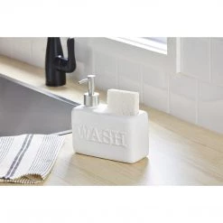 Mud Pie Soap Pump Wash Sponge Holder, White, 6 1/4" X 7"