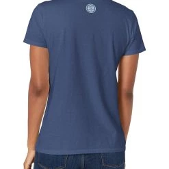 Life Is Good Products Life Is Good Womens Beach/Ocean Graphic V-Neck T-Shirt, Flip Flop Darkest Blue, Medium