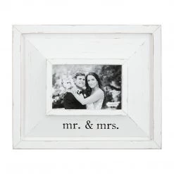 Mud Pie 4 X 6 Mr. And Mrs. Wedding Wood Frame, White