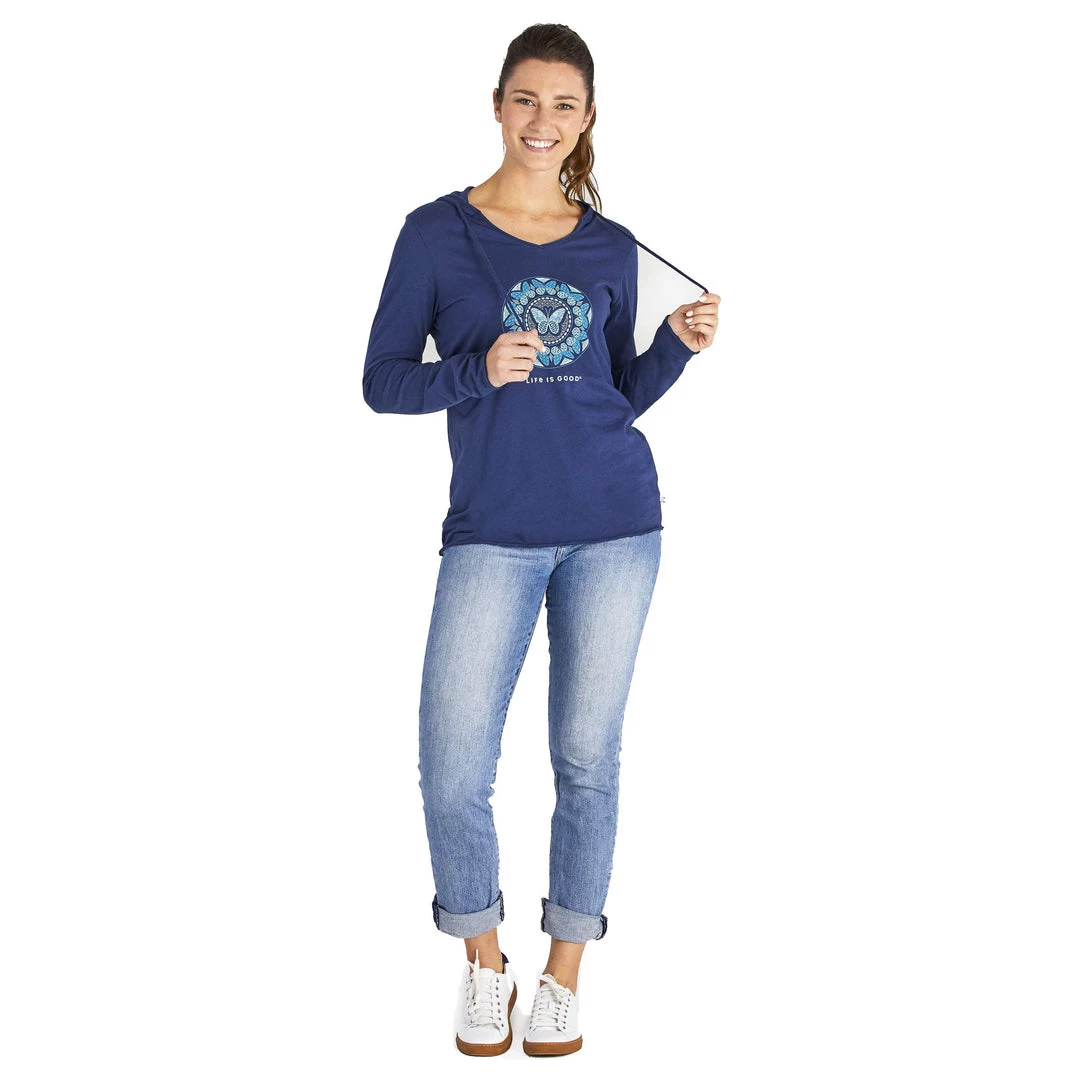 Life Is Good LIG Butterfly Coin Long Sleeve Hooded Smooth Tee Darkest Blue XL (US 16-18) 2 Life Is Good LIG Butterfly Coin Long Sleeve Hooded Smooth Tee Darkest Blue XL (US 16-18)