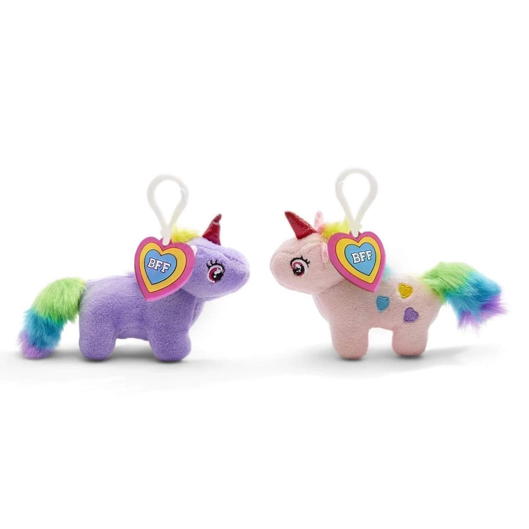 Two's Company 43754 Magical Best Friends Plush Unicorns With Rainbow Hearts Embroidery, BFF Charm And Clip-on Attachment, Set Of 2, 5.25-inch Length 1 Two's Company 43754 Magical Best Friends Plush Unicorns With Rainbow Hearts Embroidery, BFF Charm And Clip-on Attachment, Set Of 2, 5.25-inch Length