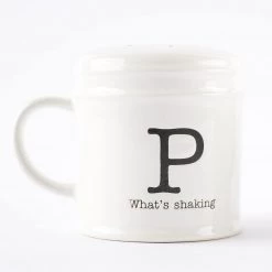 Mud Pie Circa Ceramic Salt And Pepper Shakers, White, 3.25" X 3.25" 9 Mud Pie Circa Ceramic Salt And Pepper Shakers, White, 3.25