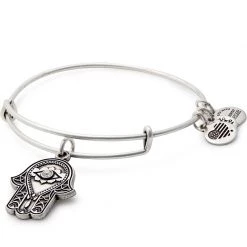 Alex And Ani Hand Of Fatima Charm Bangle, Silver