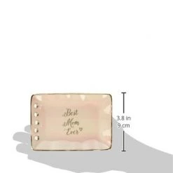 Pavilion Gift Company Plain Emmaline - Best Mom Ever Pink And Gold Ceramic Jewelry Dish Pavilion Gift Co.