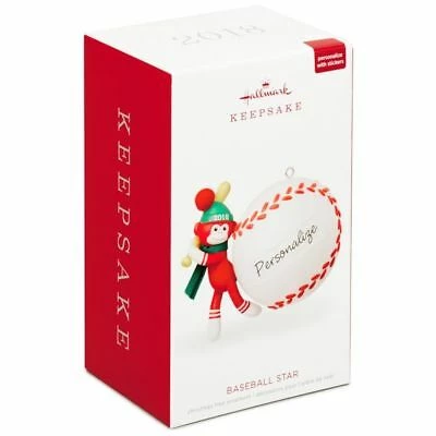 Hallmark Keepsake 2018 Baseball Star Sock Monkey Personalization Ornament 1 Hallmark Keepsake 2018 Baseball Star Sock Monkey Personalization Ornament