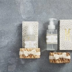 Mud Pie, Letter R Initial French Vanilla Scented Hand Soap & Towel Basket Set, Soap 17 Oz | Napkins 7 3/4" X 4" 2 1/2" X 4 1/4" X 3 1/2" 5 Mud Pie, Letter R Initial French Vanilla Scented Hand Soap & Towel Basket Set, Soap 17 Oz | Napkins 7 3/4