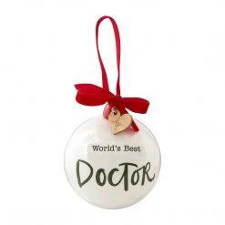 Mud Pie Ceramic Christmas Ball Ornament, Best Doctor, 4.5" X 4"