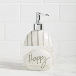 Mud Pie, White, Happy Sponge Soap Pump, 5" X 4 1/4"
