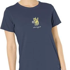 Life Is Good Products Life Is Good Womens Rocket Dog Graphic T-Shirt, Daisy Darkest Blue, XX-Large