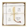 Mud Pie Bistro Cheese Diagram Set, White, Plate 8" X 8" | Spreader 5"
