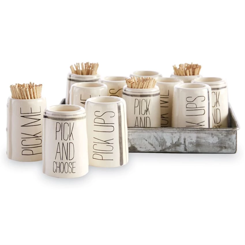 Mud Pie Toothpick Holder Basket, 2-piece Set 1 Mud Pie Toothpick Holder Basket, 2-piece Set