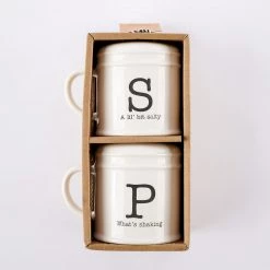 Mud Pie Circa Ceramic Salt And Pepper Shakers, White, 3.25" X 3.25" 13 Mud Pie Circa Ceramic Salt And Pepper Shakers, White, 3.25