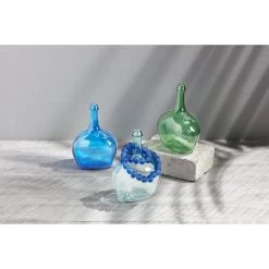 Mud Pie Bottleneck Glass Vase, Blue