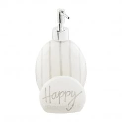 Mud Pie, White, Happy Sponge Soap Pump, 5" X 4 1/4"