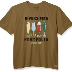 Life Is Good Products Life Is Good Mens Crusher Fishing Graphic T-Shirt, Portfolio Fatigue Green, Large
