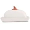 Mud Pie 4875004 Pumpkin Terracotta Butter Dish White