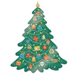Two's Company Inc. Two's Company 81778 Christmas Tree Shape Jigsaw Puzzle, 25.5-inch Height, Set Of 500, Paper