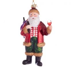 Marvel Kurt Adler Noble Gemsâ Glass Wine Santa Ornament, 5.5"