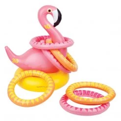 Sunnylife Inflatable Flamingo Shaped Ring Toss Beach Or Pool Toy, Great Game For Kids And Adults